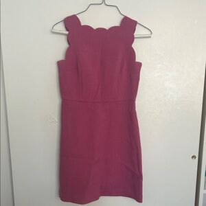 LOFT Pink Scalloped Sleeveless Dress